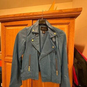 Michael Kors Blue Leather Jacket